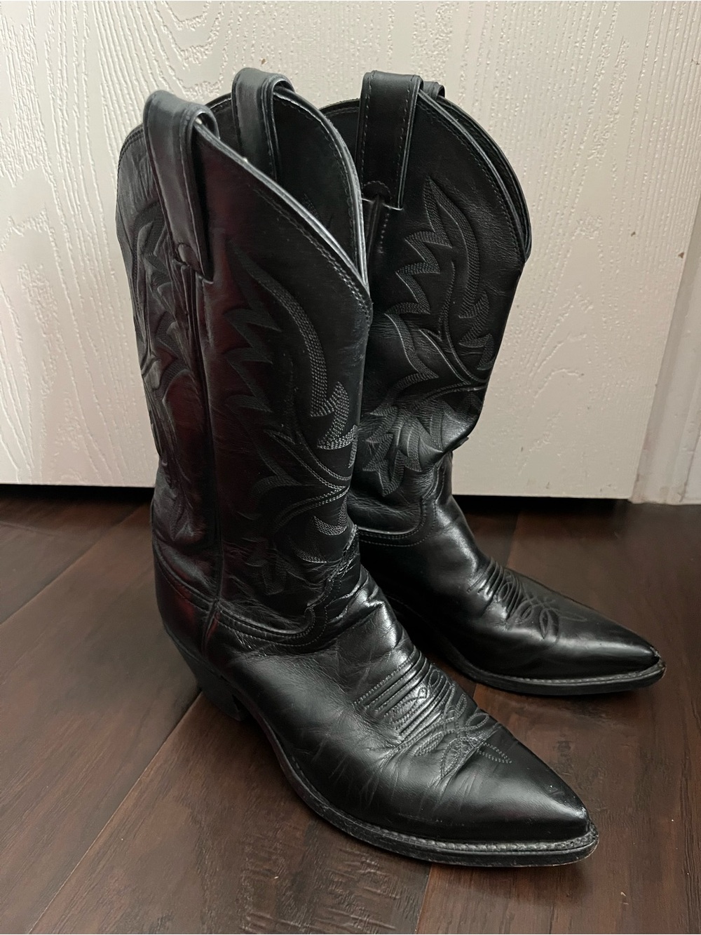Justin Boots Black Leather Western Cowboy Boots